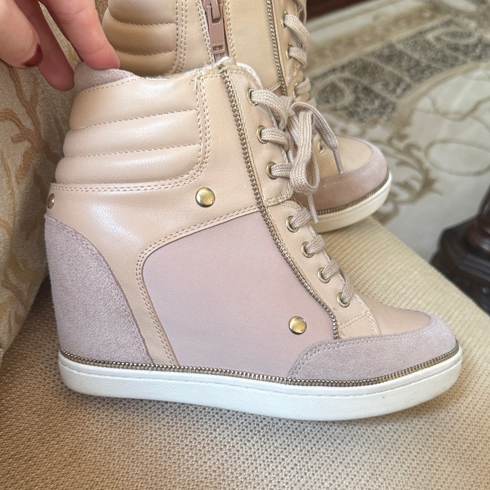 Aldo Beige Wedge Sneakers